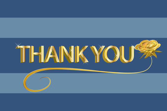 Thank you card blue and gold design