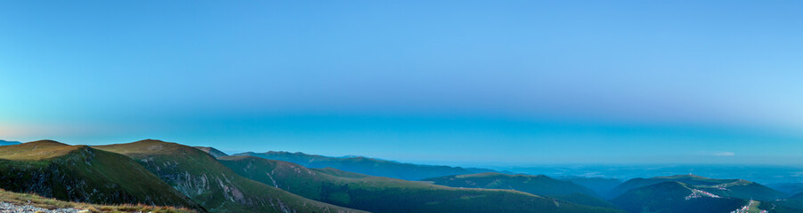 Panorama of mountains at blue hour