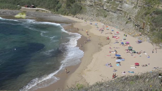View Coxos beach in Ericeira village. Ericeira, Portugal.