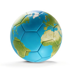 Fototapeta na wymiar soccer ball world planet design 3d-illustration