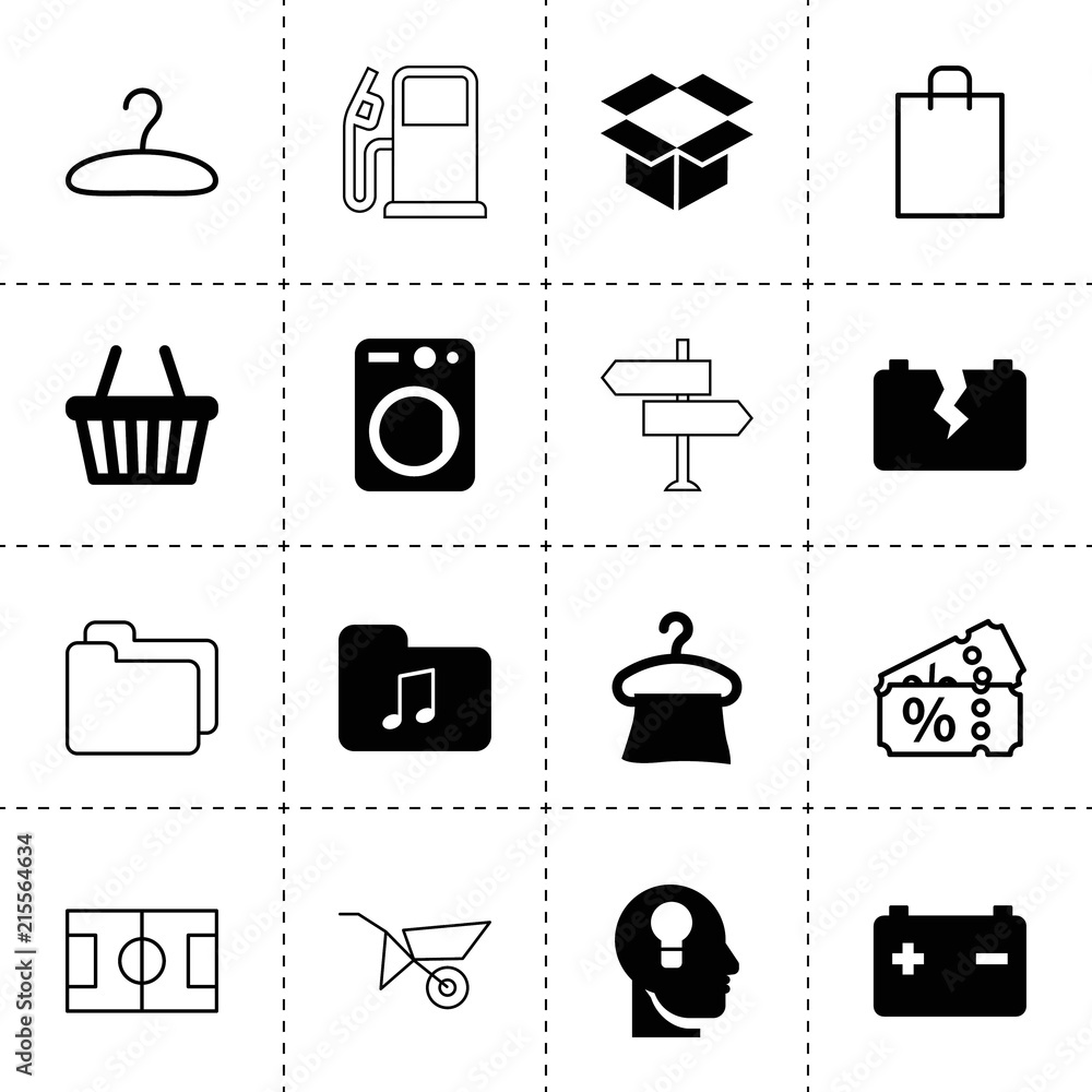 Poster set of 16 empty filled and outline icons
