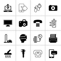 Set of 16 device filled and outline icons