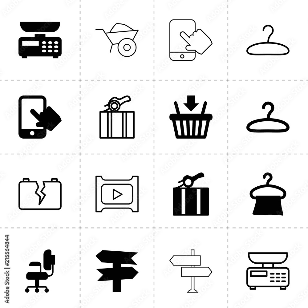 Poster set of 16 empty filled and outline icons