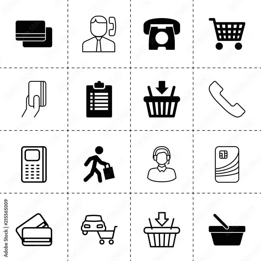 Sticker Set of 16 customer filled and outline icons