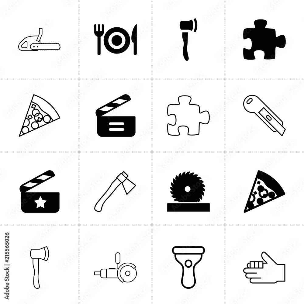 Canvas Prints Set of 16 cut filled and outline icons