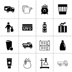 Set of 16 container filled and outline icons