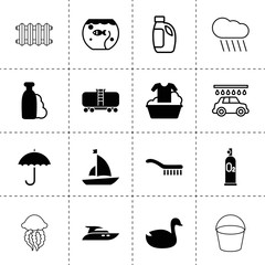 Set of 16 water filled and outline icons