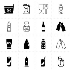 Set of 16 bottle filled and outline icons