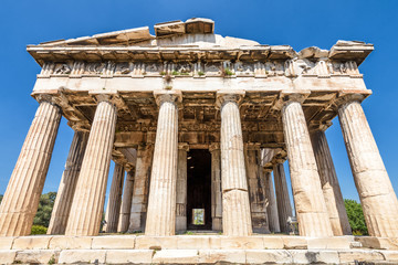 Temple of Hephaestus in Agora close-up, Athens, Greece