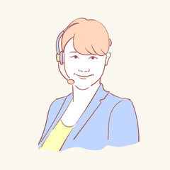 Online assistant support operator hand drawn style vector doodle design illustrations