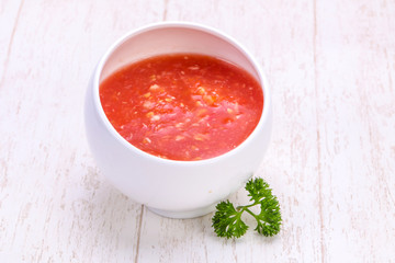 Horseradish sauce in the bowl