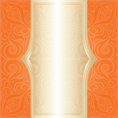 Floral Orange Retro style colorful wallpaper background trendy fashion mandala design with gold copy space