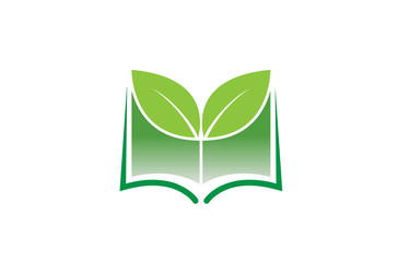 Creative Green book leaf Logo Design Illustration