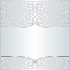 Silver shiny floral vintage pattern wallpaper background mandala design trendy fashion design with copy space