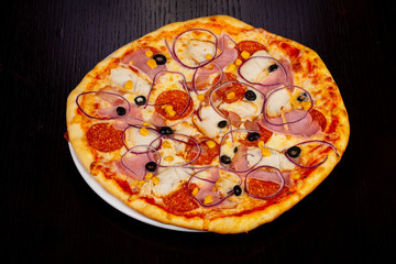 Delicious meat pie pizza