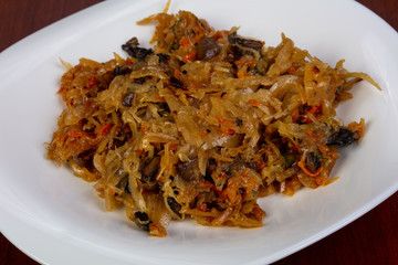 Cabbage with mushrooms