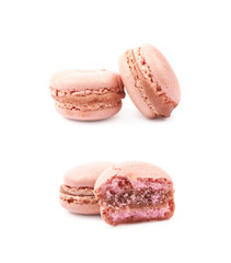 Two macaron cookies isolated
