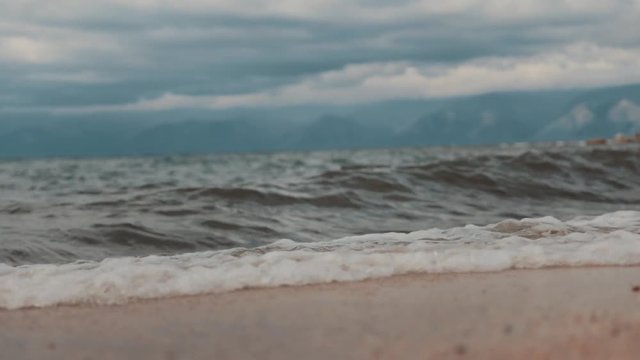 Slow motion of storm at lake Baikal.
