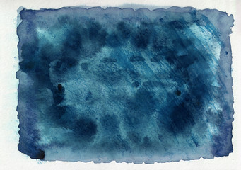 Dark blue horizontal  watercolor  gradient  hand drawn  background. It's useful for graphic design, backdrops, prints, wallpaper and etc
