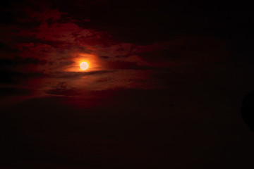 Moon eclipse - planet red blood.