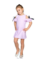 The little girl is full-length.