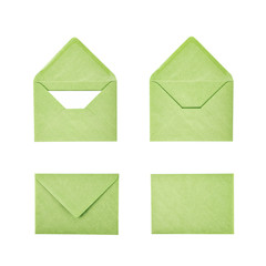 Closed and opened paper envelope isolated