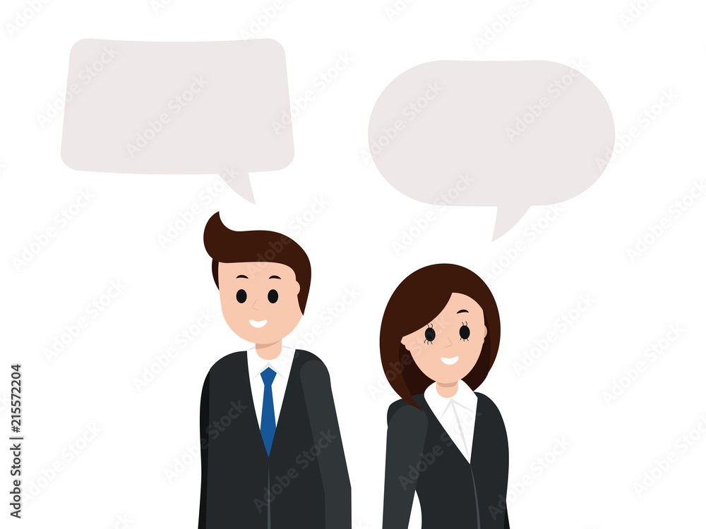 Poster smiling man and woman with empty copy space