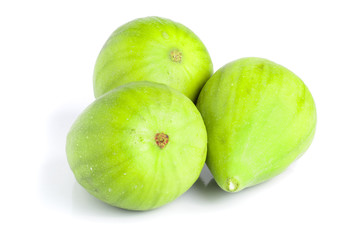Ripe green fig fruit isolated on white background