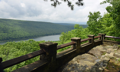 Overlook high on the ridge under grey sky in Allegheny national forest