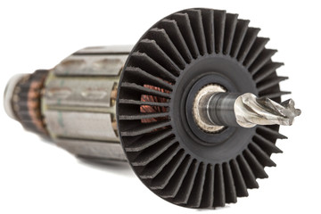 Old electric motor anchor, isolated on white background