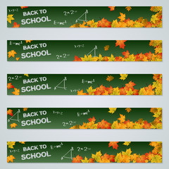 Naklejka premium Back to school autumn horizontal banners vector collection
