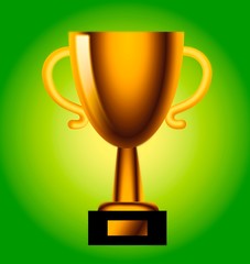 Golden trophy cup. 2d illustration