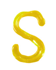 Single letter made of sauce isolated