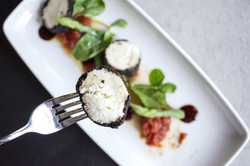 Close Up of Goats Cheese Dish