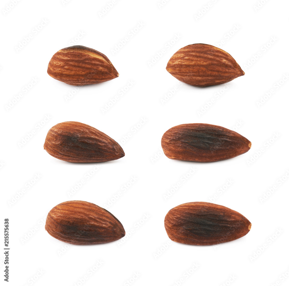 Sticker single fried almond nut isolated