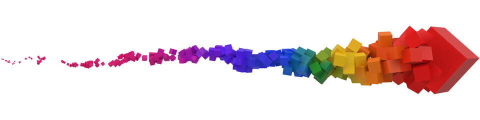 stroke of colorful cubes moving on air. 3d style vector illustration