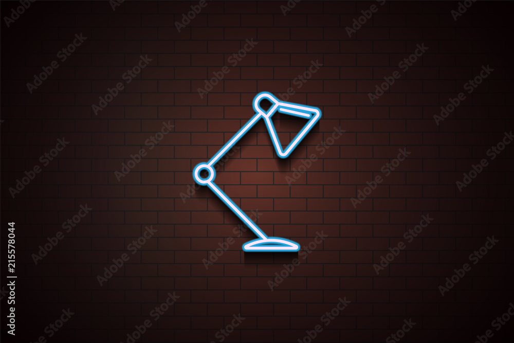 Aufkleber table lamp icon in neon style. one of appliances collection icon can be used for ui/ux