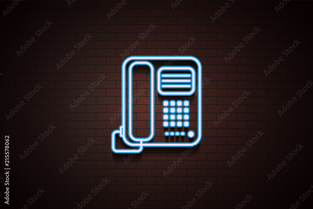 Poster office phone icon in neon style. one of appliances collection icon can be used for ui/ux