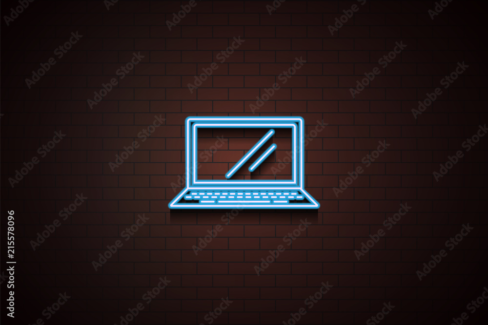 Poster a laptop icon in neon style. one of appliances collection icon can be used for ui/ux