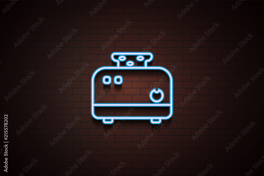 Poster toaster icon in neon style. one of appliances collection icon can be used for ui/ux