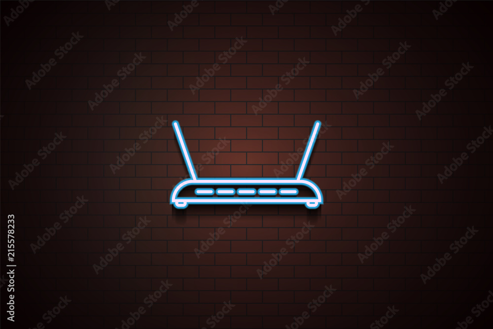 Poster router icon in neon style. one of appliances collection icon can be used for ui/ux
