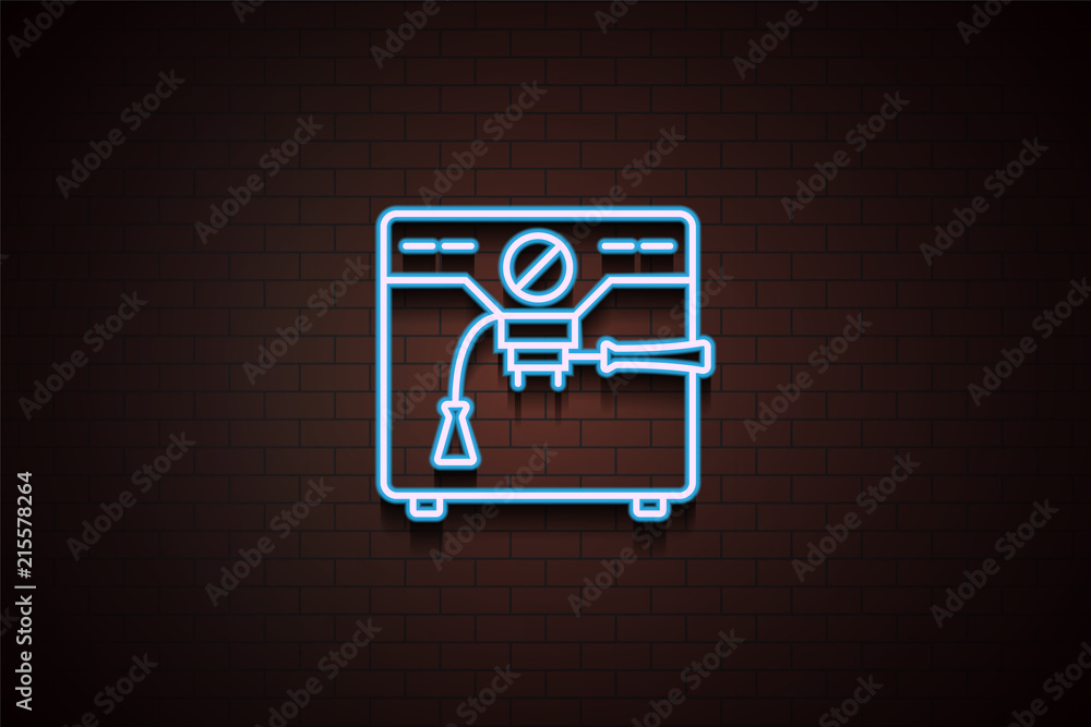 Poster coffee maker icon in neon style. one of appliances collection icon can be used for ui/ux
