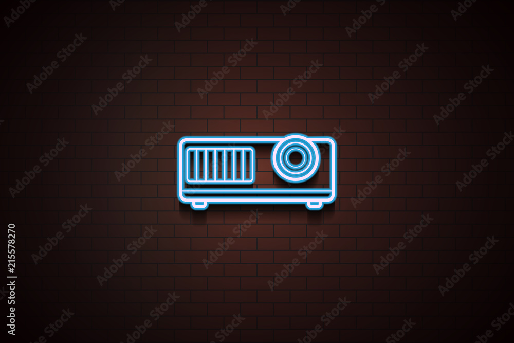 Poster projector icon in neon style. one of appliances collection icon can be used for ui/ux