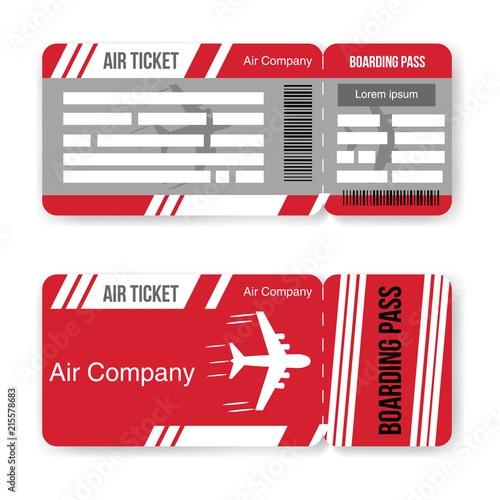 airline boarding pass ticket template isolated on white background