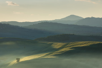 Sunrise on Tuscany countryside, Italy.
