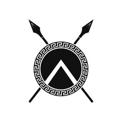 Spartan shield and spears. Vector. Isolated. - obrazy, fototapety, plakaty