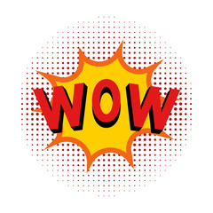 Wow. Pop art style. Vector. Isolated.