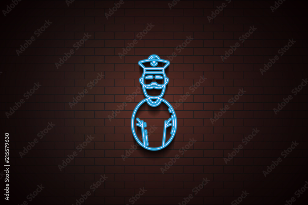 Poster sailor avatar icon in neon style. one of avatars collection icon can be used for ui/ux