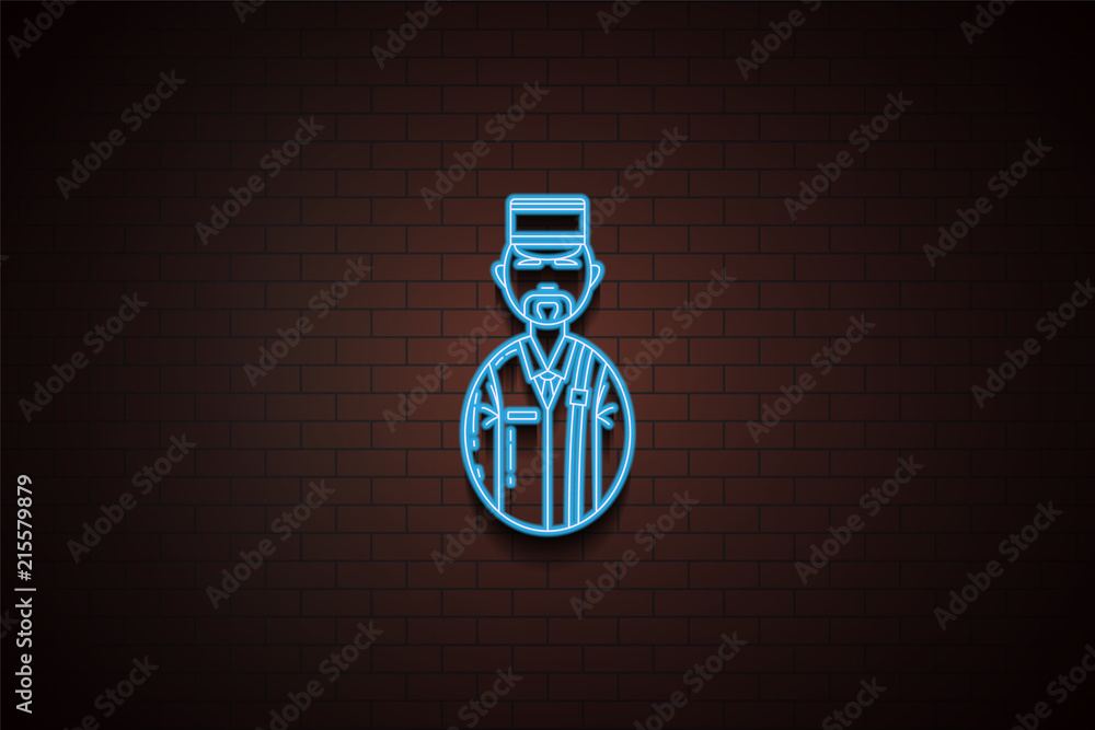 Aufkleber avatar postman icon in neon style. one of avatars collection icon can be used for ui/ux
