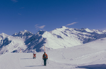 Fototapeta na wymiar Klosters, in Switzerland in winter.
